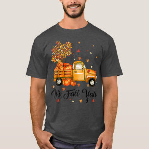 T-shirt Son Automne Yall Joli Camion Citrouille Automne Ar