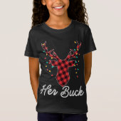 T-Shirt Son Buck Reindeer Red Plaid Christmas Pyjama Match (Devant)