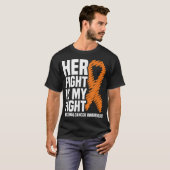 T-shirt Son combat contre la leucémie du ruban orange (Devant entier)
