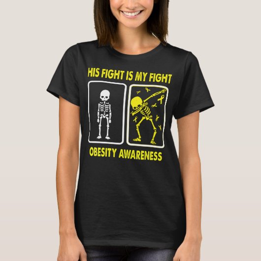 T-shirt Son combat est ma connaissance de l'OBÉSITÉ de com (Devant)