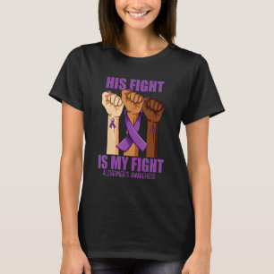 T-shirt Son combat est ma lutte au ruban pourpre Alzheimer