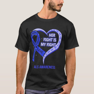 T-shirt \Son combat est ma lutte contre le ruban Coeur SLA