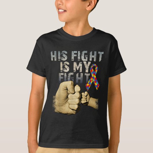 T-shirt Son Combat Est Ma Sensibilisation sur l'autisme De (Devant)