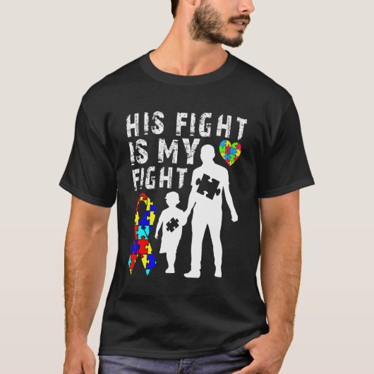 T-shirt Son Combat Est Ma Sensibilisation sur l'autisme De (Devant)
