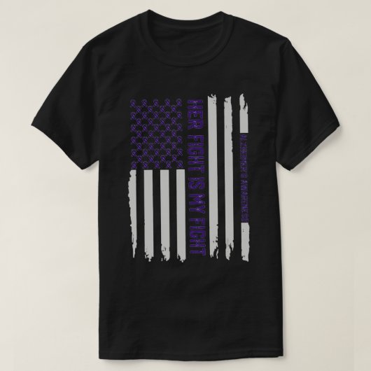 T-shirt Son combat est mon combat Alzheimer Sensibilisatio (Design devant)