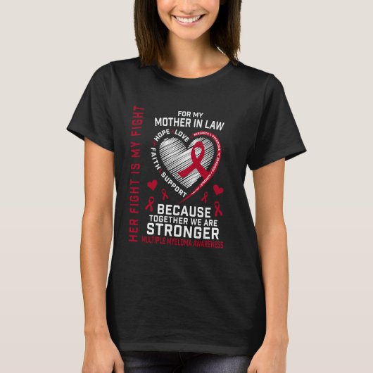 T-shirt Son combat est mon combat Belle-mère Multiple myél (Devant)