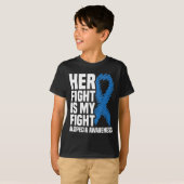 T-shirt Son combat est mon combat Blue Ribbon Alopecia (Devant entier)