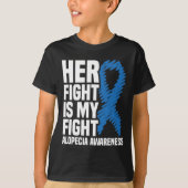 T-shirt Son combat est mon combat Blue Ribbon Alopecia (Devant)