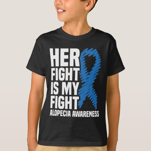 T-shirt Son combat est mon combat Blue Ribbon Alopecia (Devant)