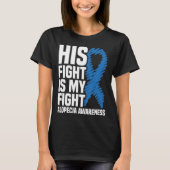 T-shirt Son combat est mon combat Blue Ribbon Alopecia (Devant)