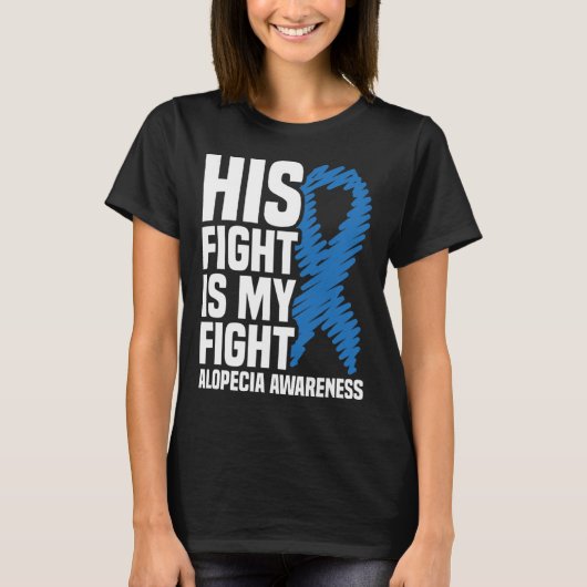 T-shirt Son combat est mon combat Blue Ribbon Alopecia (Devant)