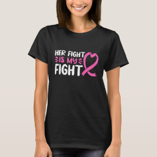 T-shirt Son Combat Est Mon Combat Coeur De Bow Rose