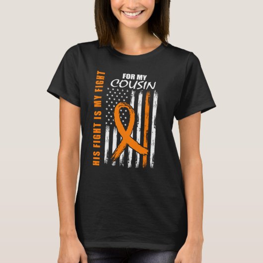 T-shirt Son Combat Est Mon Combat Cousin Leukemia Sensibil (Devant)