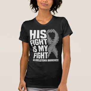 T-shirt Son combat est mon combat Grey Ribbon GBM Glioblas
