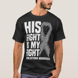 T-shirt Son combat est mon combat Grey Ribbon GBM Glioblas
