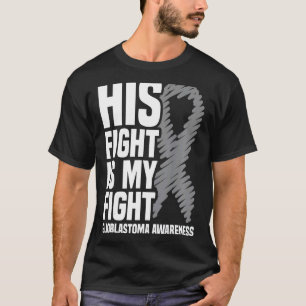 T-shirt Son Combat Est Mon Combat Grey Ribbon Gbm Glioblas