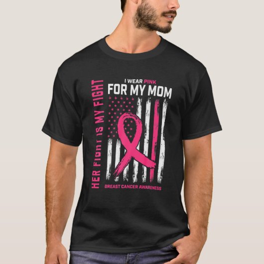 T-shirt Son Combat Est Mon Combat Je Porte Du Rose Pour Ma (Devant)
