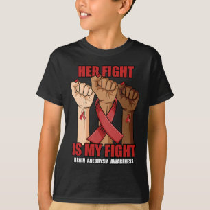 T-shirt Son Combat Est Mon Combat Mains Cerveau Aneurysme