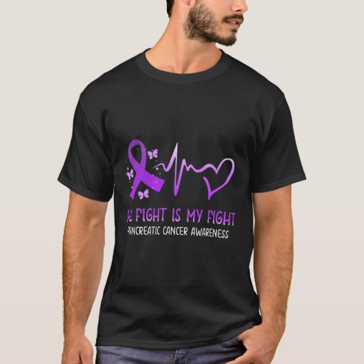 T-shirt Son Combat Est Mon Combat National Cancer Pancréat (Devant)