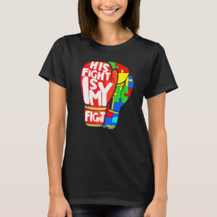 T-shirt Son combat est mon combat Puzzle Boxe Boxeur Autis