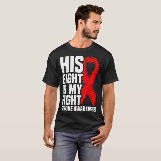 T-shirt Son Combat Est Mon Combat Red Ribbon Stroke Sensib (Devant entier)