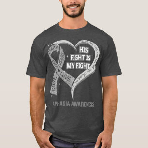 T-shirt Son combat est mon combat Ribbon Heart Aphasia Awa