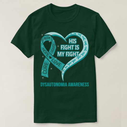 T-shirt Son Combat Est Mon Combat Ribbon Heart Dysautonomi (Design devant)