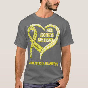 T-shirt Son Combat Est Mon Combat Ribbon Heart Endometrios