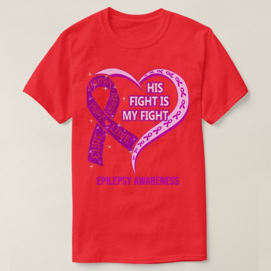 T-shirt Son combat est mon combat Ribbon Heart Epilepsy Aw (Design devant)