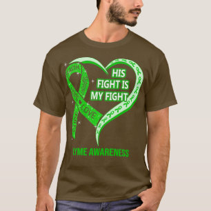 T-shirt Son combat est mon combat Ribbon Heart Lyme Sensib