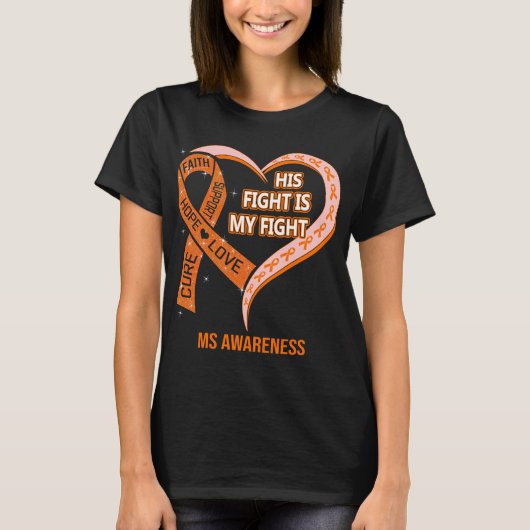 T-shirt Son combat est mon combat Ribbon Heart MS Sensibil (Devant)