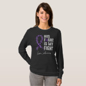 T-shirt Son Combat Est Mon Combat Violet Ribbon Lupus Laur (Devant entier)