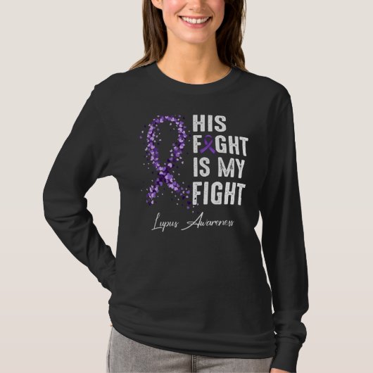 T-shirt Son Combat Est Mon Combat Violet Ribbon Lupus Laur (Devant)