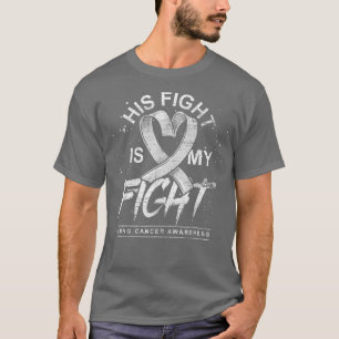 T-shirt Son Combat Est Mon Combat White Ribbon Cancer Du P