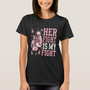 T-shirt Son Combat Est Mon Combattant Bow Pink Breast Canc