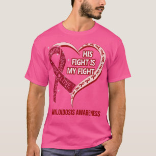 T-shirt Son Combat Est Mon Combattre Ribbon Heart Amyloido