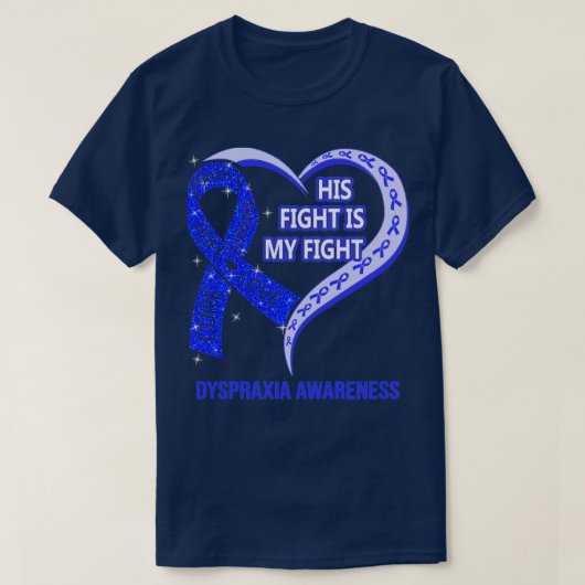 T-shirt Son Combat Est Mon Combattre Ribbon Heart Dyspraxi (Design devant)