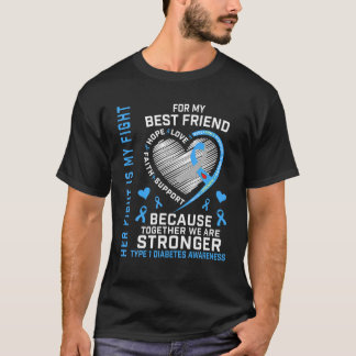T-shirt Son Combat Est Mon Meilleur Ami Type 1 Diabète