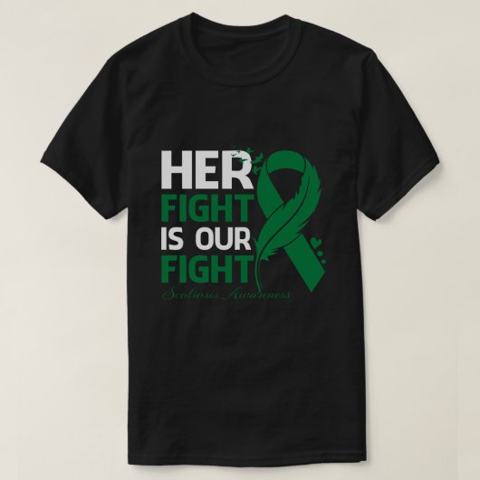 T-shirt Son combat est notre combat SCOLIOSIS AWARENESS Ri (Design devant)