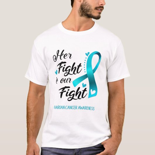 T-shirt Son combat est notre lutte contre le cancer des ov (Devant)