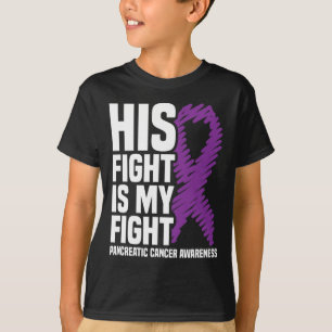 T-shirt Son combat Mon combat le ruban pourpre cancer panc