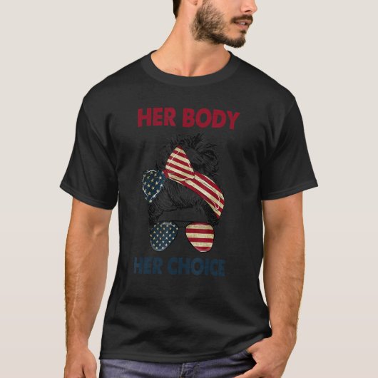 T-shirt Son corps Son choix Messy Bun Us Drapeau Feminist (Devant)