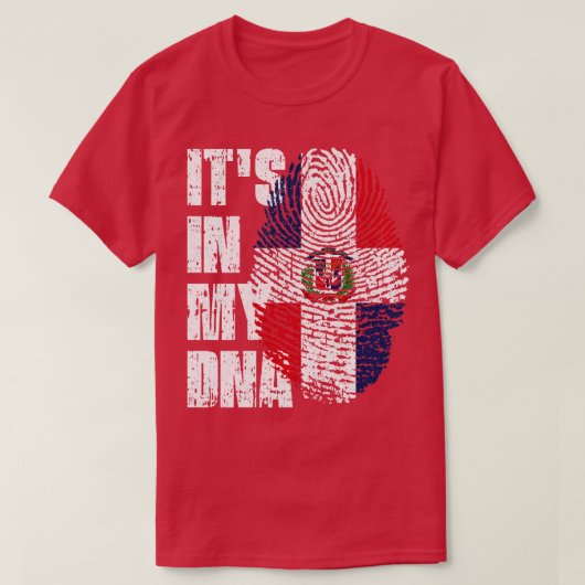 T-shirt SON DANS MON ADN République Dominicaine Drapeau ga (Design devant)