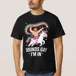 T-shirt Son Gay Je Suis En Homme Portant Jupe Licorne LGBT