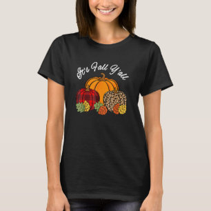 T-shirt Son Hiver Yall Citrouille Empreinte de léopard Aut