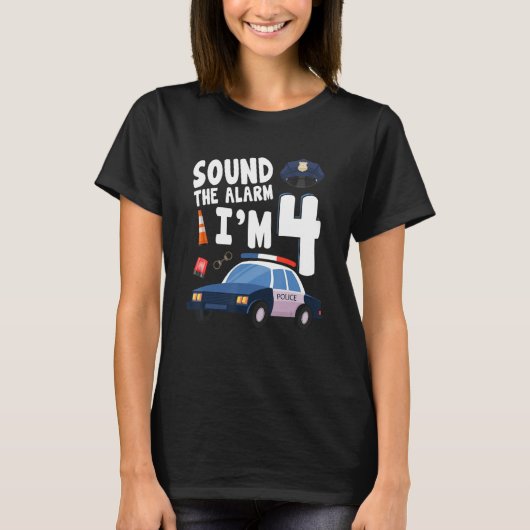 T-shirt Son L'alarme C'est mon 4e anniversaire 4 ans P (Devant)