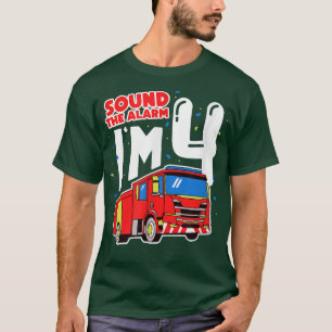 T-shirt Son L'alarme J'ai 4 4e anniversaire Camion d'incen