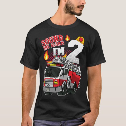 T-shirt Son L'alarme Je suis 2 pompiers Hommes (Devant)