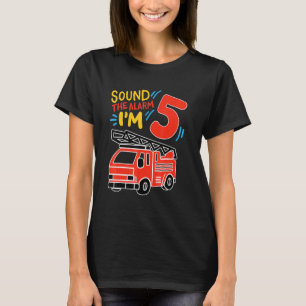T-shirt Son L'alarme Je suis 5 Anniversaire Boy Fire Truck