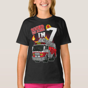 T-shirt Son L'alarme Je suis 7 Fille Pompier